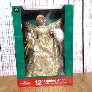 Kurt S. Adler 12" Gold Angel Christmas Tree Topper/Tablepiece 10 lights VGC